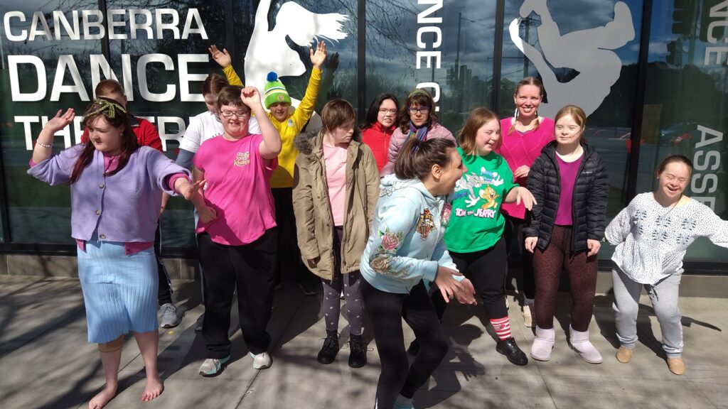 The CDTribe dancers in front of the Canberra Dance Theatre studio.